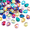 Pandahall 72pcs 12 colors Teardrop Shape Sew on Rhinestone GLAA-TA0001-45-3