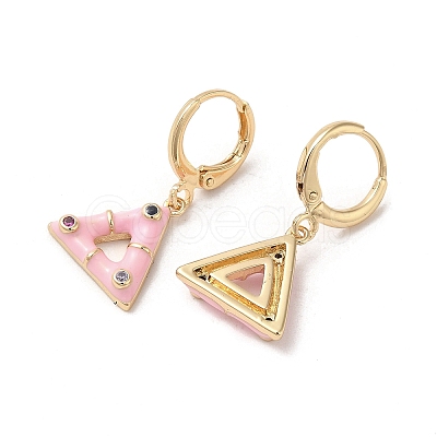 Triangle Real 18K Gold Plated Brass Dangle Leverback Earrings EJEW-L268-030G-01-1