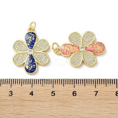 Brass Micro Pave Clear Cubic Zirconia Pendants KK-C045-29G-1