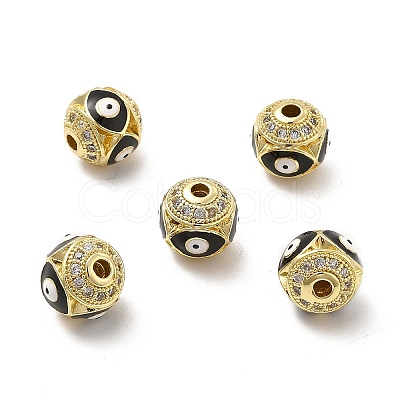 Brass Micro Pave Cubic Zirconia Beads KK-E068-VB153-2-1