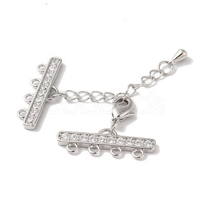 Brass Micro Pave Cubic Zirconia Chain Extender KK-L216-004A-P-1