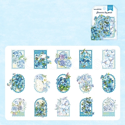 30Pcs 15 Styles Flower Theme PET Sticker PW-WG7DAE2-02-1