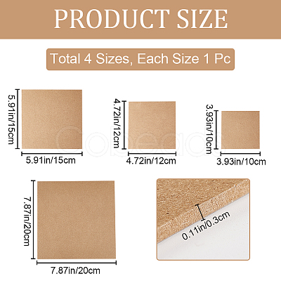 CRASPIRE 4Pcs 4 Sizes MDF Boards AJEW-CP0007-60A-1