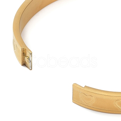 Ion Plating(IP) 304 Stainless Steel Grooved Heart Bangles BJEW-F464-15G-1