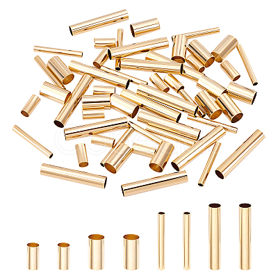 PANDAHALL ELITE 60Pcs 4 Styles Brass Tube Beads KK-PH0002-31G-1