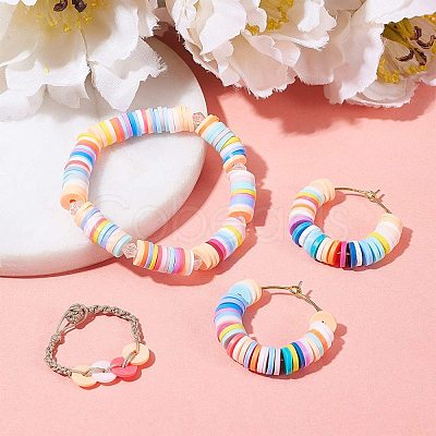 Flat Round Handmade Polymer Clay Bead Spacers CLAY-R067-4.0mm-32-1