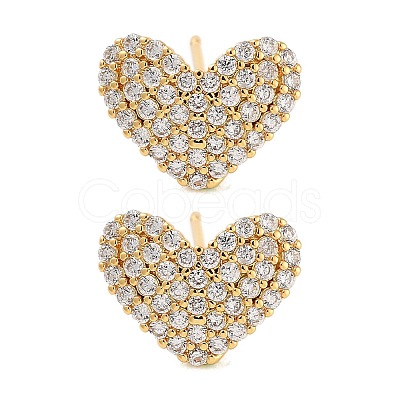 Rack Plating Heart Brass Stud Earrings EJEW-N055-41G-RS-1