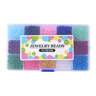 1Box 15 Color Transparent Glass Beads GLAA-X0011-02-6mm-1