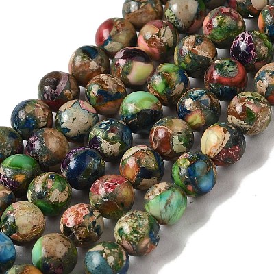 Dyed Natural Imperial Jasper Beads Strands G-Q161-A02-02-1