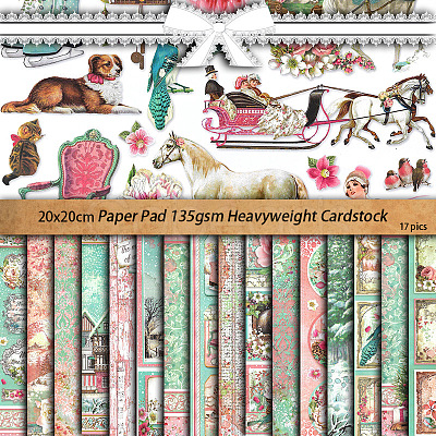 17 Sheets Winter Theme Scrapbook Paper Pads PW-WG64890-01-1