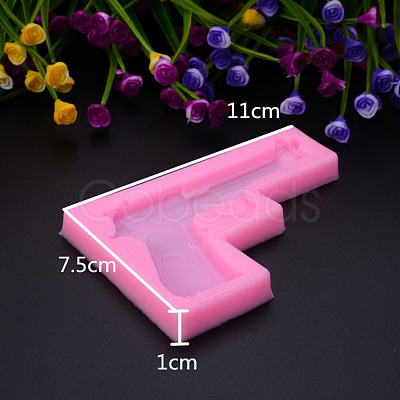 Handgun Shape DIY Food Grade Silicone Molds X-AJEW-P046-28-1