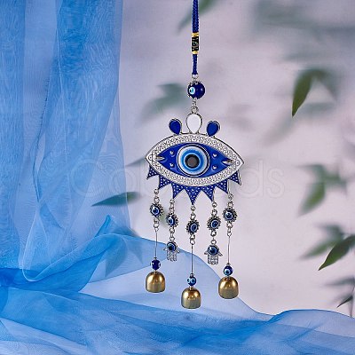 2Pcs 2 Style Car Hanging Alloy Glass Rhinestone Wind Chime HJEW-SZ0001-14-1