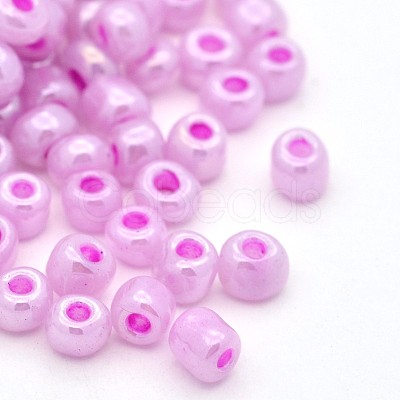 DIY Craft Beads 6/0 Ceylon Round Glass Seed Beads X-SEED-A011-4mm-155-1