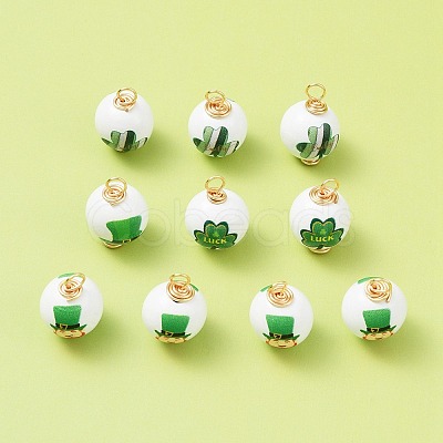 10Pcs Saint Patrick's Day Printed Wood Pendants FIND-FS0001-89-1