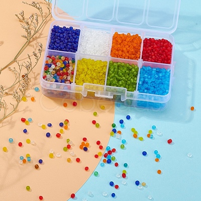 8 Colors Glass Seed Beads SEED-YW0001-61-1