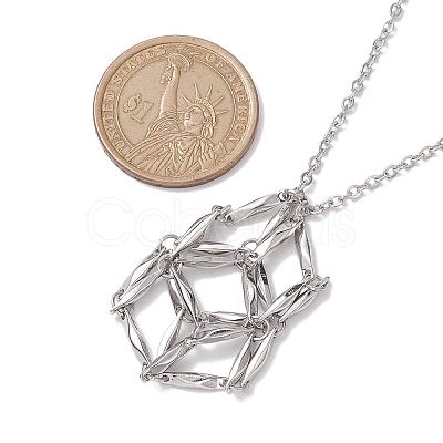 3 Pcs Crystal Stone Cage Pendant Necklaces NJEW-JN04751-01-1