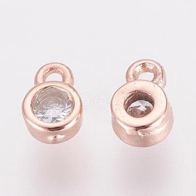 Brass Cubic Zirconia Charms ZIRC-P068-01RG-1