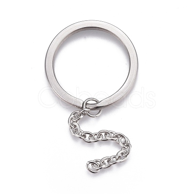 Tarnish Resistant 304 Stainless Steel Split Key Ring Clasps STAS-L226-009F-1