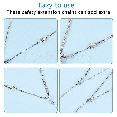 Anti-Tarnish 3Pcs 3 Style Rhodium Plated 925 Sterling Silver Chain Extender FIND-SZ0001-74P-1