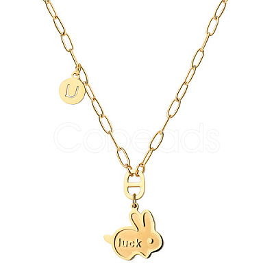 Luck Rabbit Stainless Steel Pendant Necklaces KA9286-3-1