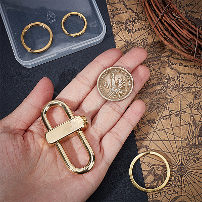 CHGCRAFT 3Pcs 3 Styles Brass Keychain Clasps FIND-CA0005-86-1