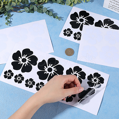 Gorgecraft 4 Sheets 2 Colors Flower PVC Waterproof Car Stickers DIY-GF0008-94A-1