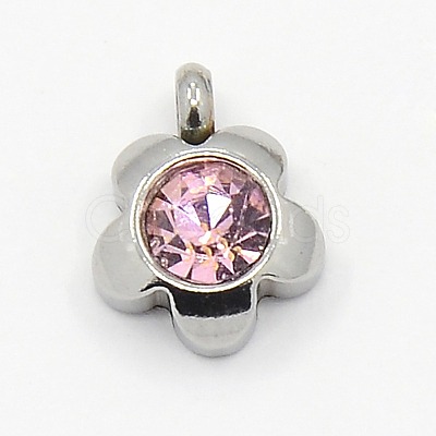 201 Stainless Steel Rhinestone Charm Pendants RB-M030-M-1