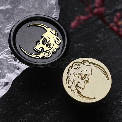 Halloween Theme Golden Tone Brass Wax Seal Stamp Head AJEW-O001-06G-1