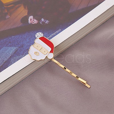 Christmas Theme Alloy Enamel Hair Bobby Pin AJEW-A056-04D-1