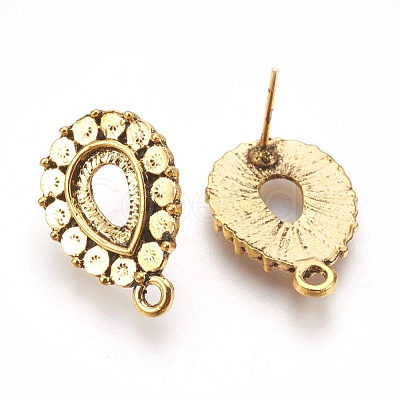 Tibetan Style Stud Earring Settings TIBE-A21356-AG-FF-1