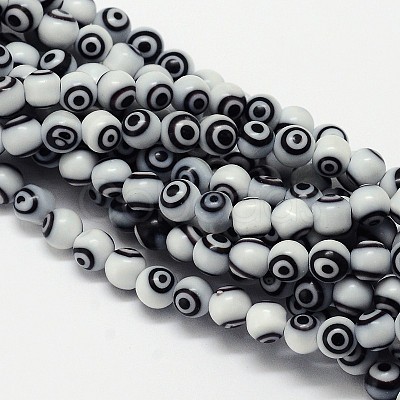 Handmade Evil Eye Lampwork Round Bead Strands LAMP-L055-10mm-09-1