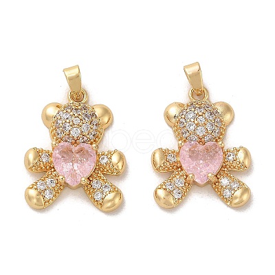 Brass Micro Pave Cubic Zirconia Pendants KK-C037-13G-1