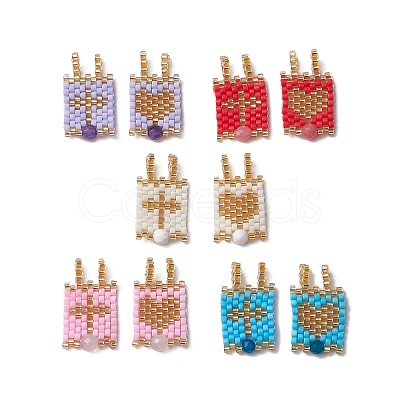 Glass Seed Beaded Pendants PALLOY-MZ00227-1