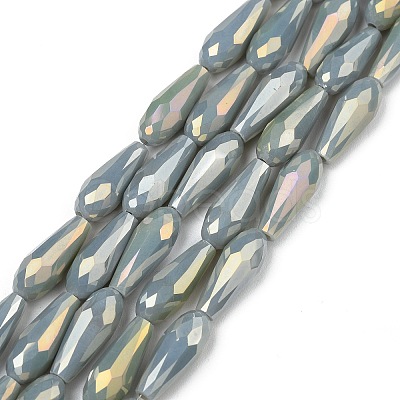 Electroplated Opaque Glass Beads Strands X-EGLA-L015-FR-B19-01-1