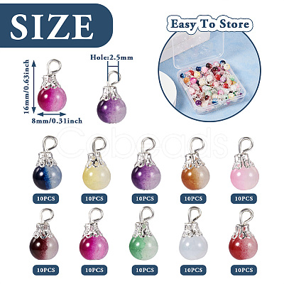 100Pcs 10 Colors Baking Painted Glass Pendants PALLOY-TA0002-47-1