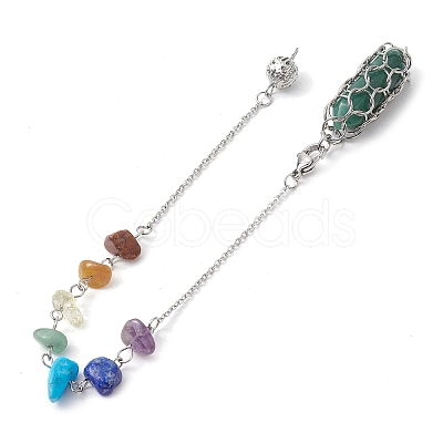 Mixed Synthetic & Natural Chip Gemstone Pointed Dowsing Pendulums PALLOY-JF02455-01-1