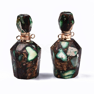 Assembled Synthetic Bronzite and Imperial Jasper Openable Perfume Bottle Pendants G-S366-058C-1