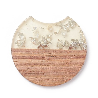 (Defective Closeout Sale: Some Scratched Surface) Transparent Resin & Walnut Wood Pendants RESI-XCP0001-80-1