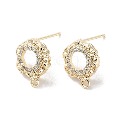 Brass Micro Pave Cubic Zirconia Stud Earring Findings KK-E107-18G-1