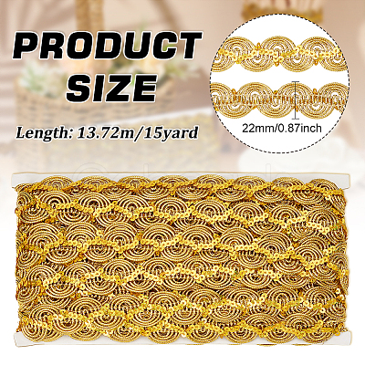 15 Yards Sparkle Polyester Wavy Lace Ribbon DIY-WH0568-86-1