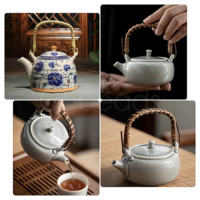 PandaHall Elite 4 Pcs 2 Colors Rattan Metal Teapot Handle FIND-PH0001-06-1