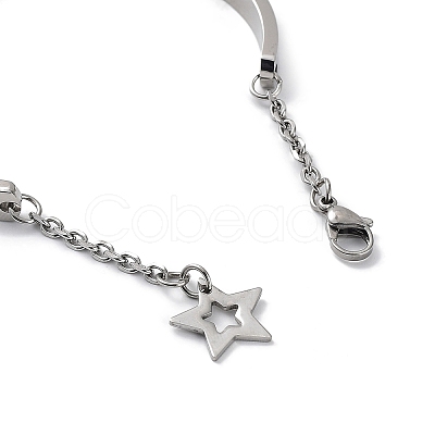 Tarnish Resistant 304 Stainless Steel Star Bangles with Charms BJEW-F464-17P-1