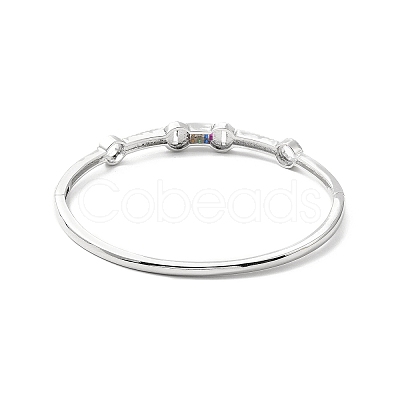 Rectangle & Donut Colorful Cubic Zirconia Hinged Bangle BJEW-G659-02P-1