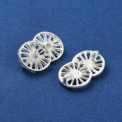 Rack Plating Brass Pave Clear Cubic Zirconia Double Wheel Links Connector Charms KK-S379-07S-1