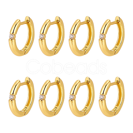  4 Pairs Clear Cubic Zirconia Hoop Earring EJEW-NB0001-11G-1