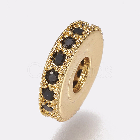 Brass Micro Pave Cubic Zirconia Bead Spacers ZIRC-K074-11B-02G-1