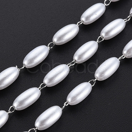 304 Stainless Steel & ABS Plastic Imitation Pearl Beaded Chains CHS-S008-014B-P-1