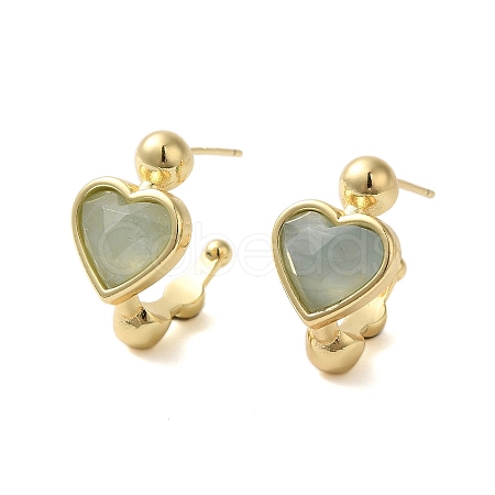 Natural Aquamarine Heart Stud Earrings EJEW-K287-01G-09-1