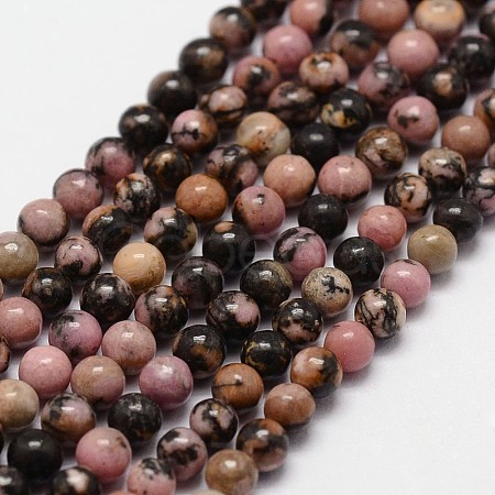 Natural Rhodonite Beads Strands X-G-N0204-01-3mm-1
