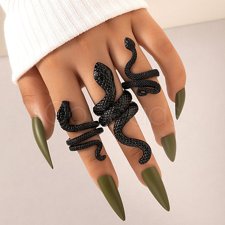 Alloy Snake Gothic Stackable Finger Rings Set for Women FIND-PW0009-02C-1